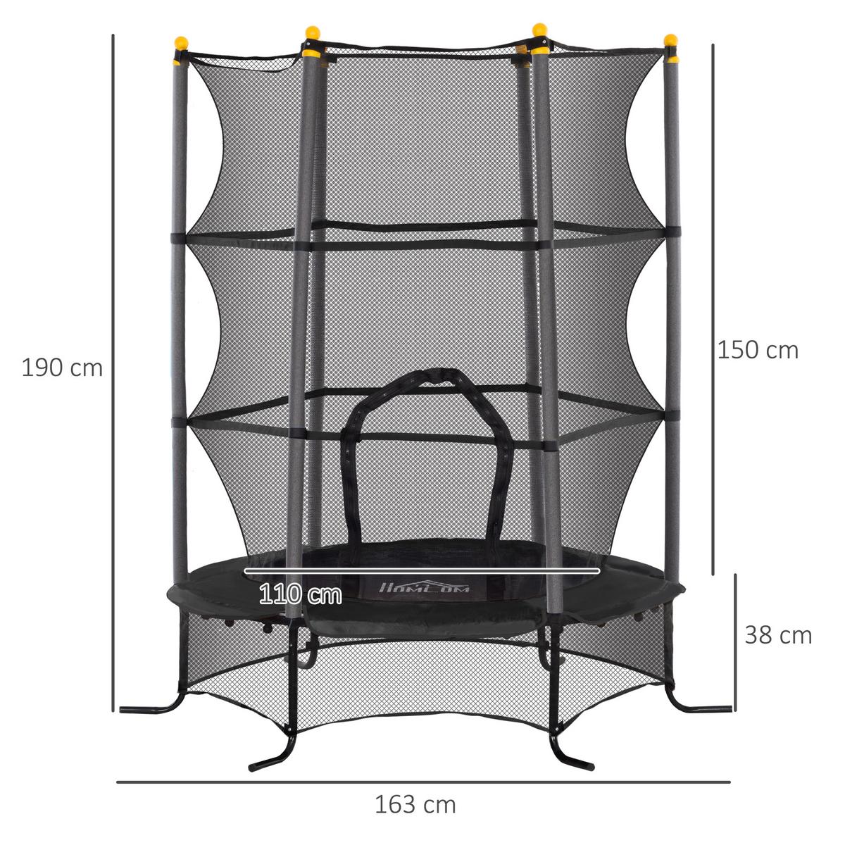 KINDERTRAMPOLIN - Schwarz, Kunststoff/Metall (163/163cm) - HOMCOM