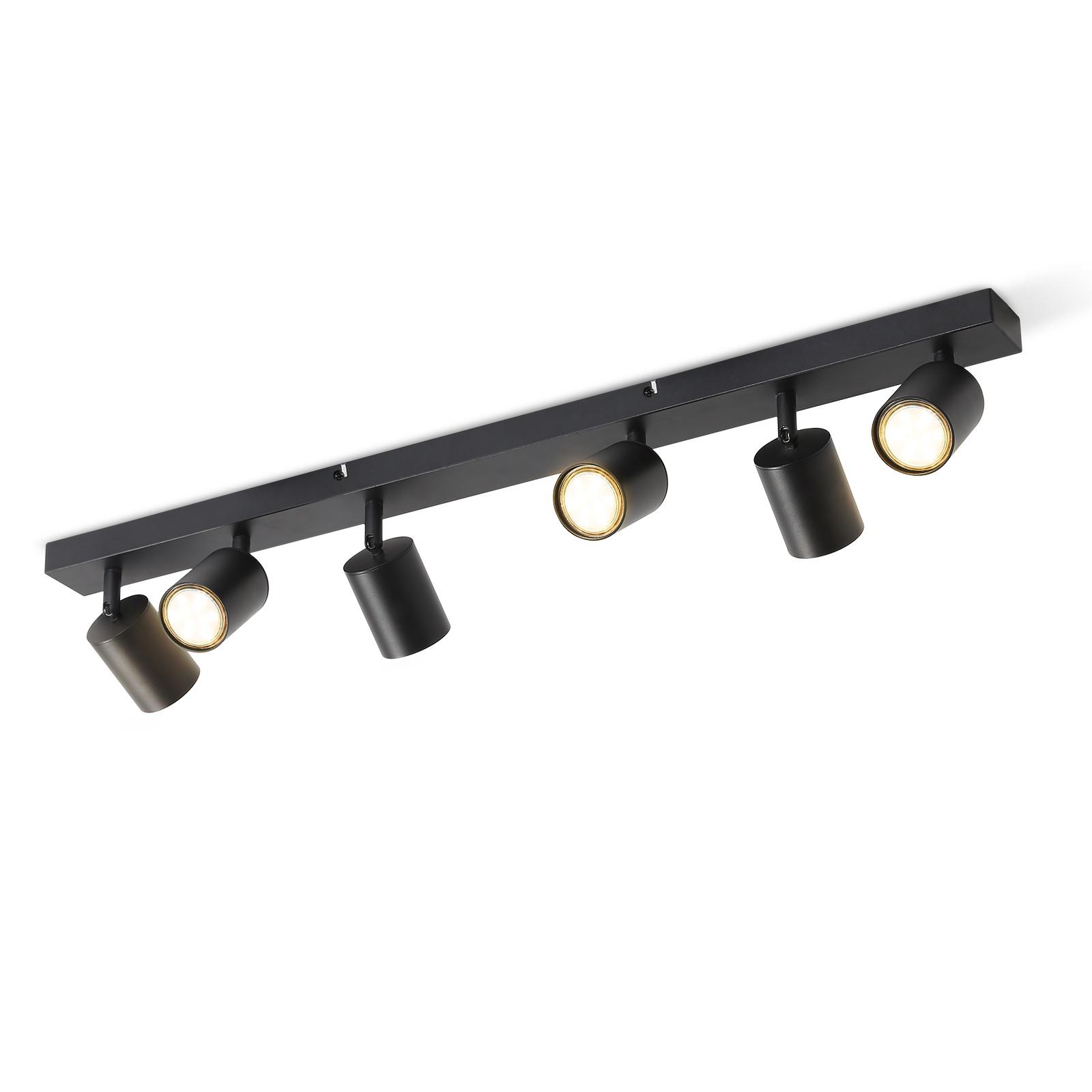 DECKENSTRAHLER Roger 6-flammig 77/3/14 cm - Schwarz, Metall (77/3/14cm) - Nettlife
