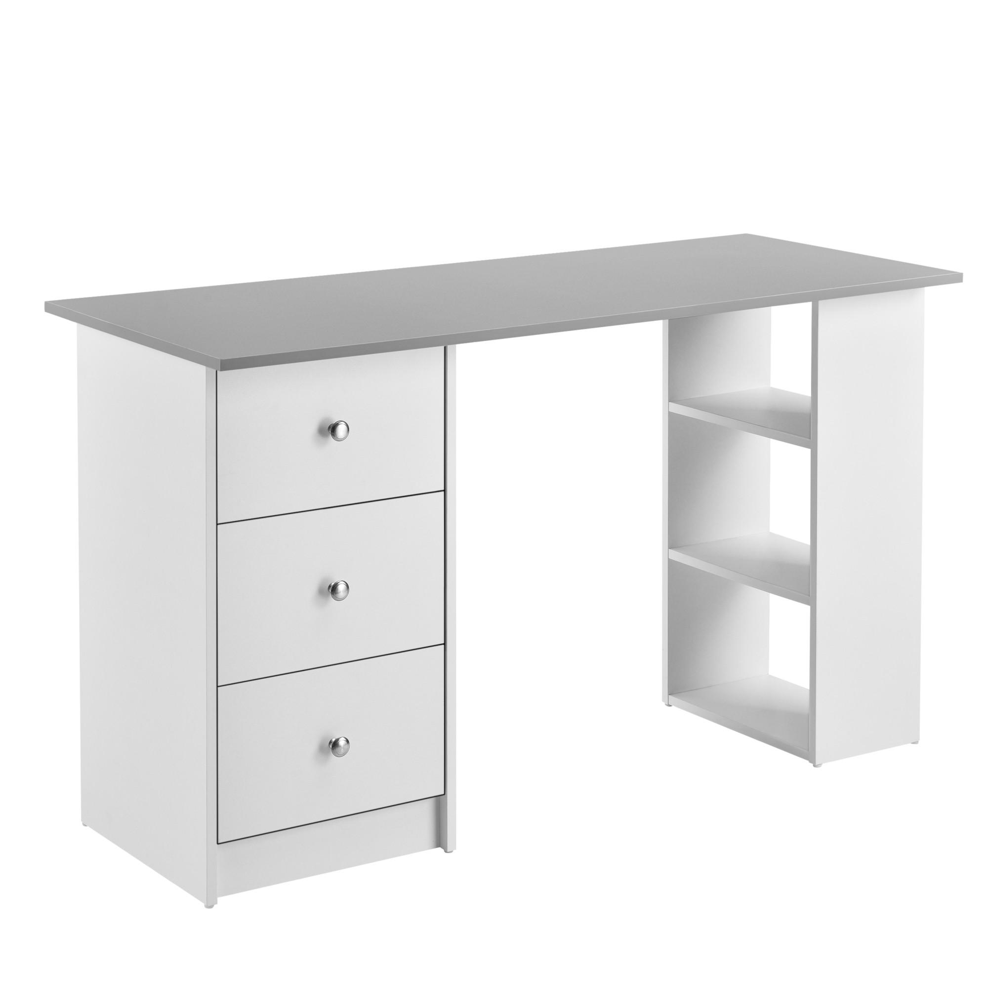 SCHREIBTISCH Lemberg - Hellgrau/Weiß, Holzwerkstoff (49/120/72cm) - [en.casa]