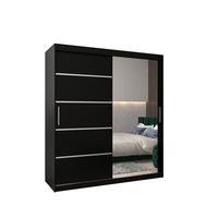 SCHWEBETÜRENSCHRANK 200/180/62 2-türig - Silberfarben/Schwarz, Holz/Kunststoff (180/200/62cm) - MÖBEL KRYSPOL