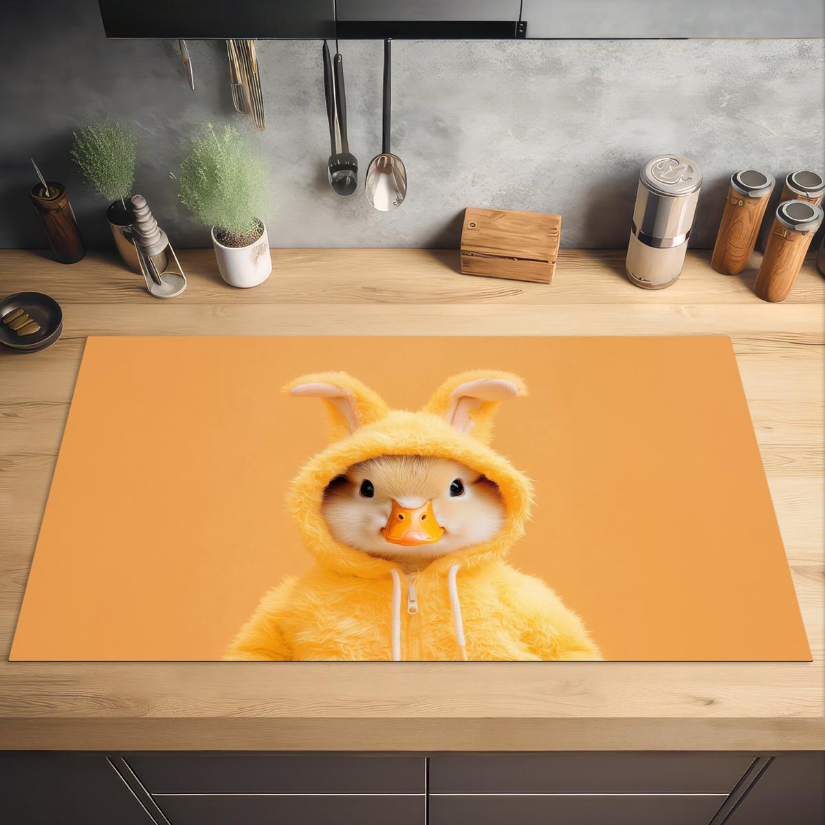 HERDABDECKPLATTE Osterhase - Kostüm - Ente Induktionsschutz 91.6x52.7 cm - Gelb, Kunststoff (91.6/52.7/0.2cm) - MuchoWow