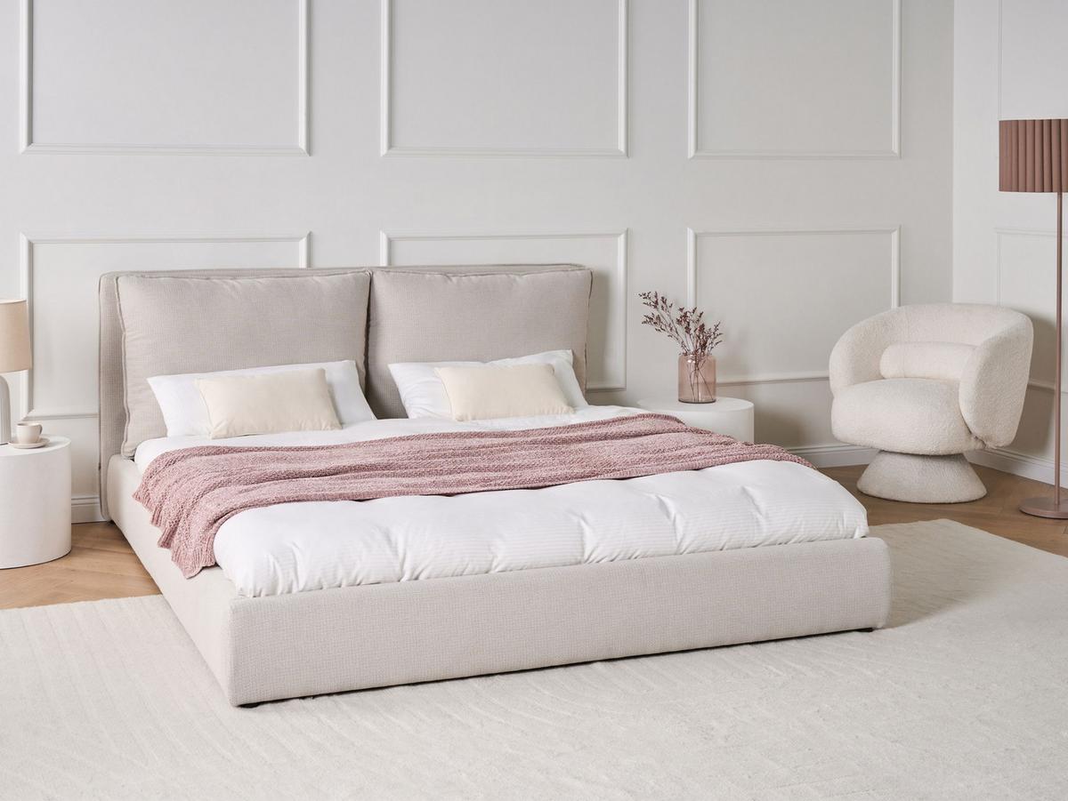 BETT mit Lattenrost 180/200 cm Stoff Beige Bajonna - Beige, Textil (180/200cm) - Beliani