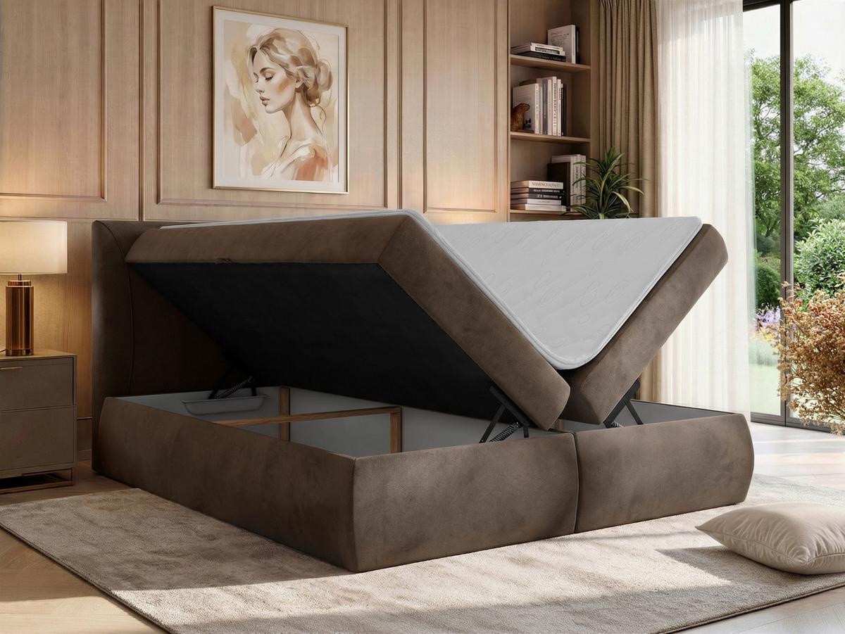 BOXBETT TARENZA 180/200 - Beige Velvet - Topper T25 - H3 - Schwarz/Braun, Kunststoff/Textil (180/200cm) - MKS
