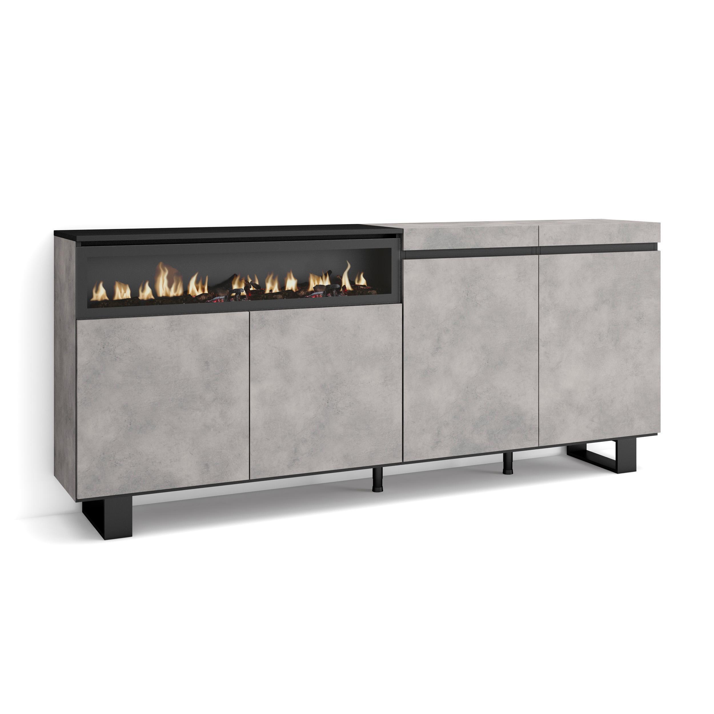 SIDEBOARD Elektrokamin, zementgrau, 200/35/87cm - Grau, Holzwerkstoff (200/87/35cm) - Skraut Home