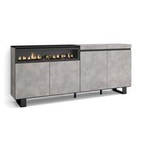 SIDEBOARD Elektrokamin, zementgrau, 200/35/87cm - Grau, Holzwerkstoff (200/87/35cm) - Skraut Home