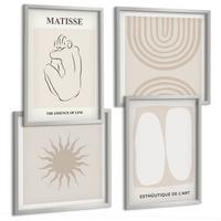 BILDER SET 4er Set - 50x50 cm & 40x60 cm Silberner Rahmen - Stilvolle minimalistische Linien - Silberfarben, Kunststoff (50/50cm) - TULUP