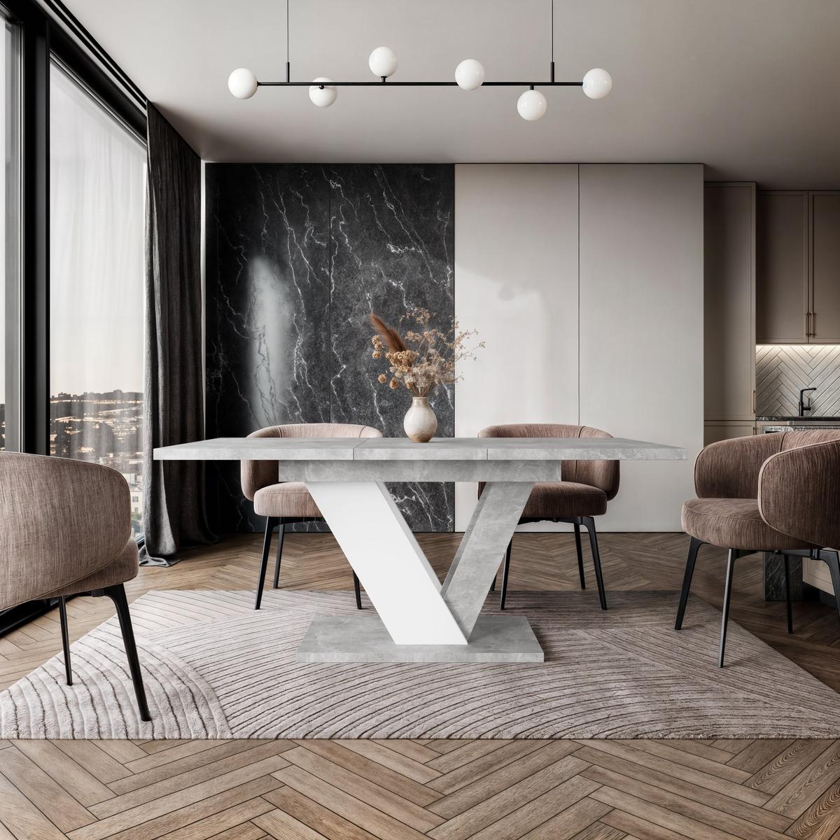 ESSTISCH ZAFIR Ausziehbar 120 - 160 / 80 x 76 cm - Weiß/Grau, Holz (120/80/76cm) - MASSENO