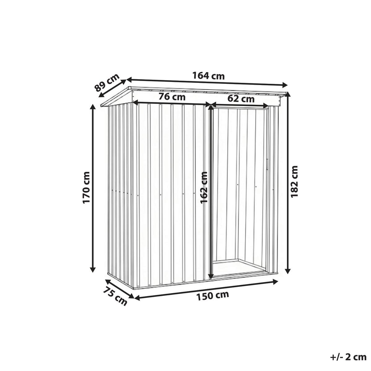 GERÄTEHAUS 150 cm 89 cm Graphitgrau Aisone - Graphitfarben/Weiß, Metall (150/182/89cm) - Beliani