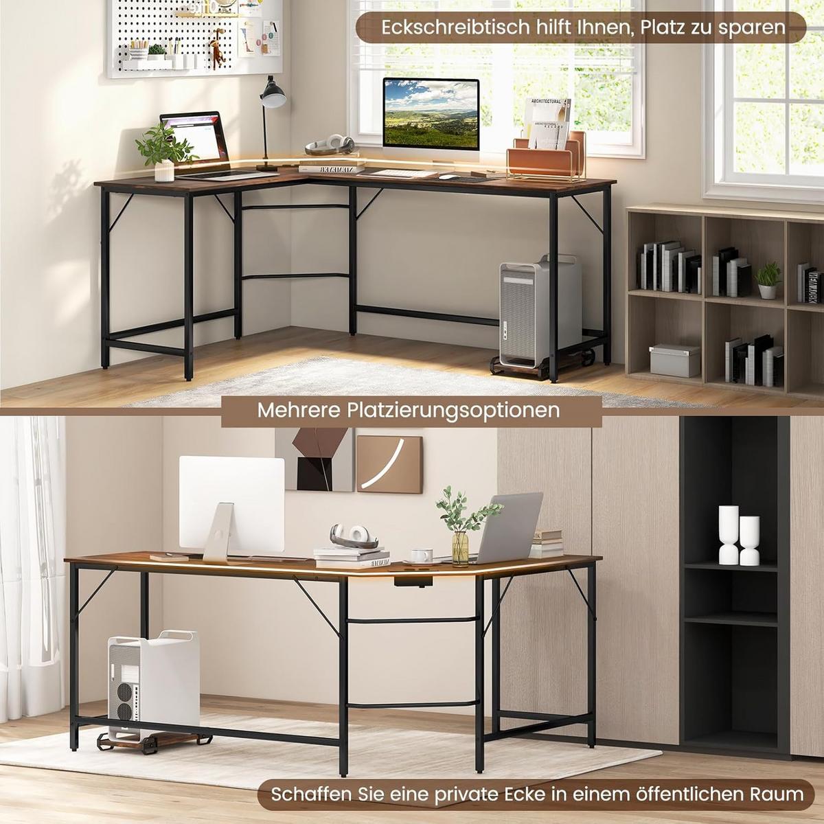 COMPUTERTISCH Braun - Braun, Holzwerkstoff (50/168/74.5cm) - COSTWAY