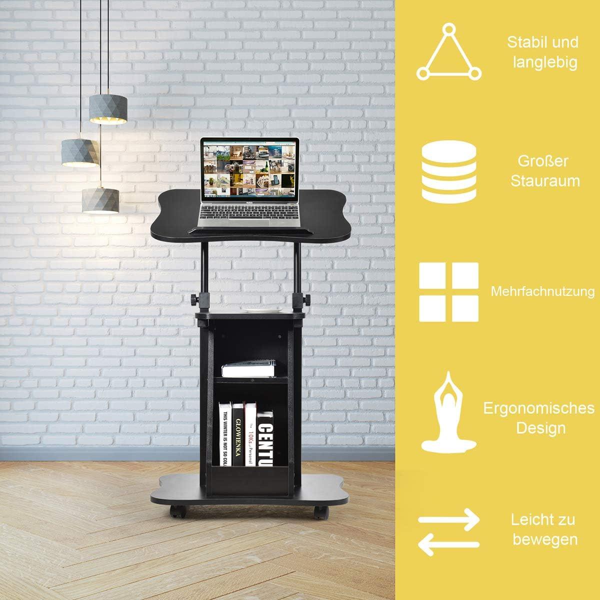 COMPUTERTISCH Schwarz - Schwarz, Holzwerkstoff (40/55/110cm) - COSTWAY