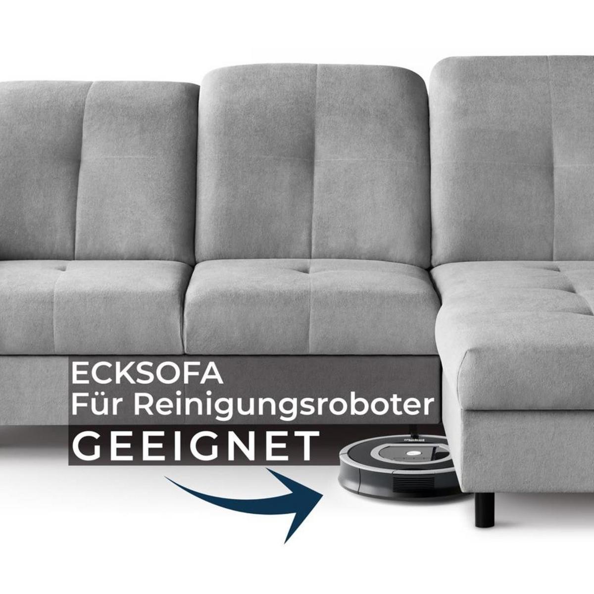 ECKSCHLAFSOFA Leon L Grün - Schwarz/Grün, Kunststoff/Textil (255/120cm) - Beautysofa
