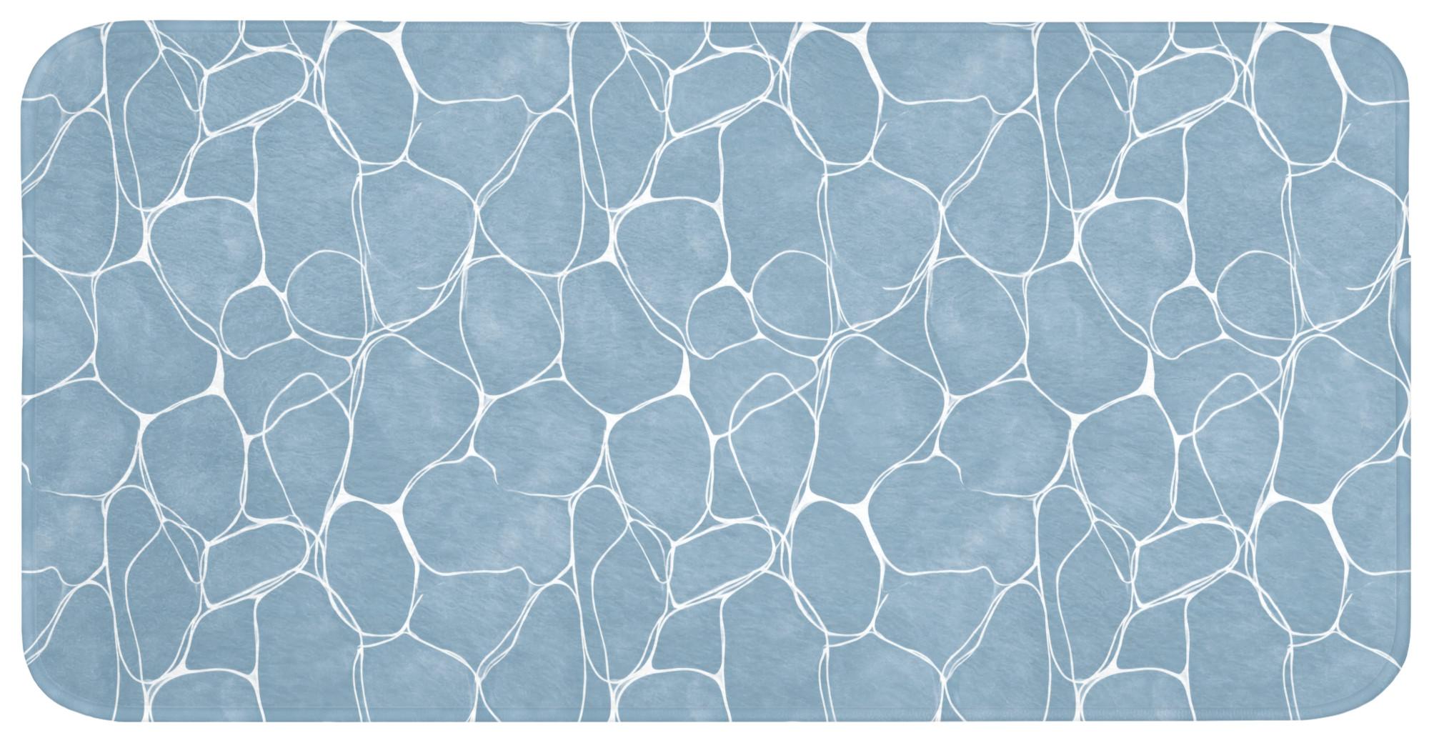 BADEMATTE Organisch - Muster - Blau Badezimmerteppich 120x60 cm - Hellblau, Textil (120/60cm) - OnlyWow