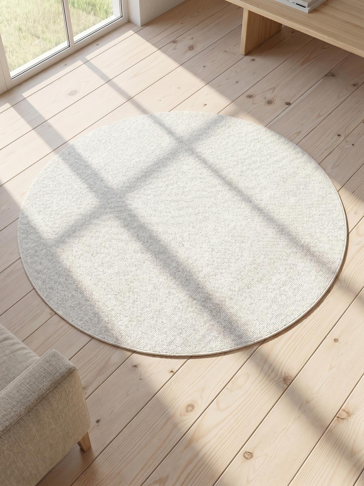 KURZFLORTEPPICH AMMER, einfarbig, Creme, Ø 200 cm - Beige, Textil (200/200cm) - KADIMA DESIGN
