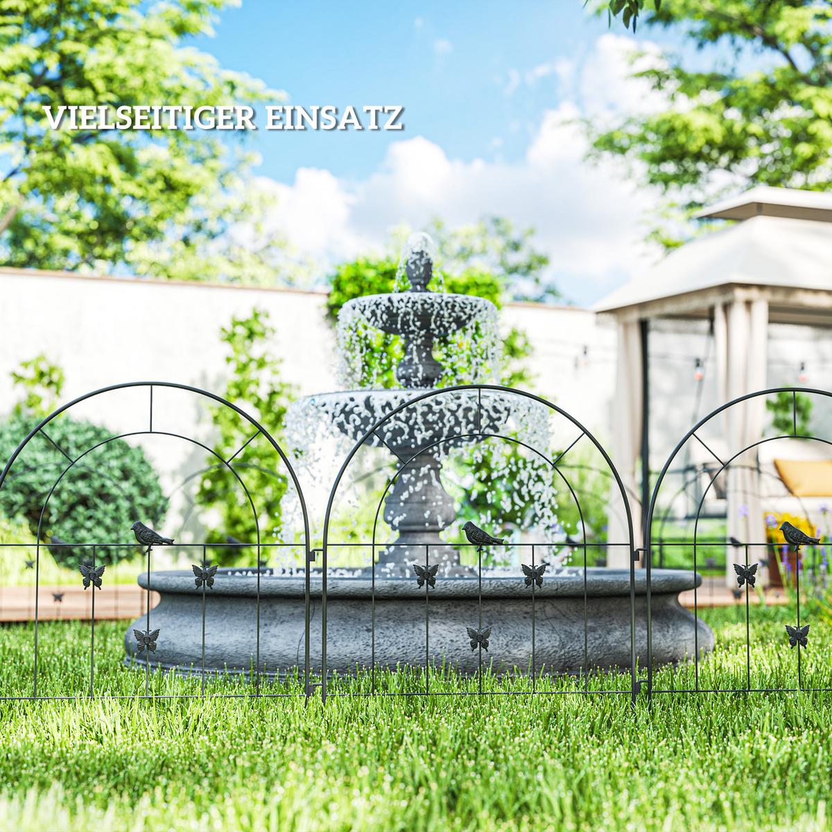 GARTENZAUN 5er Set Stahl Schwarz - Schwarz, Metall (1/70cm) - Outsunny