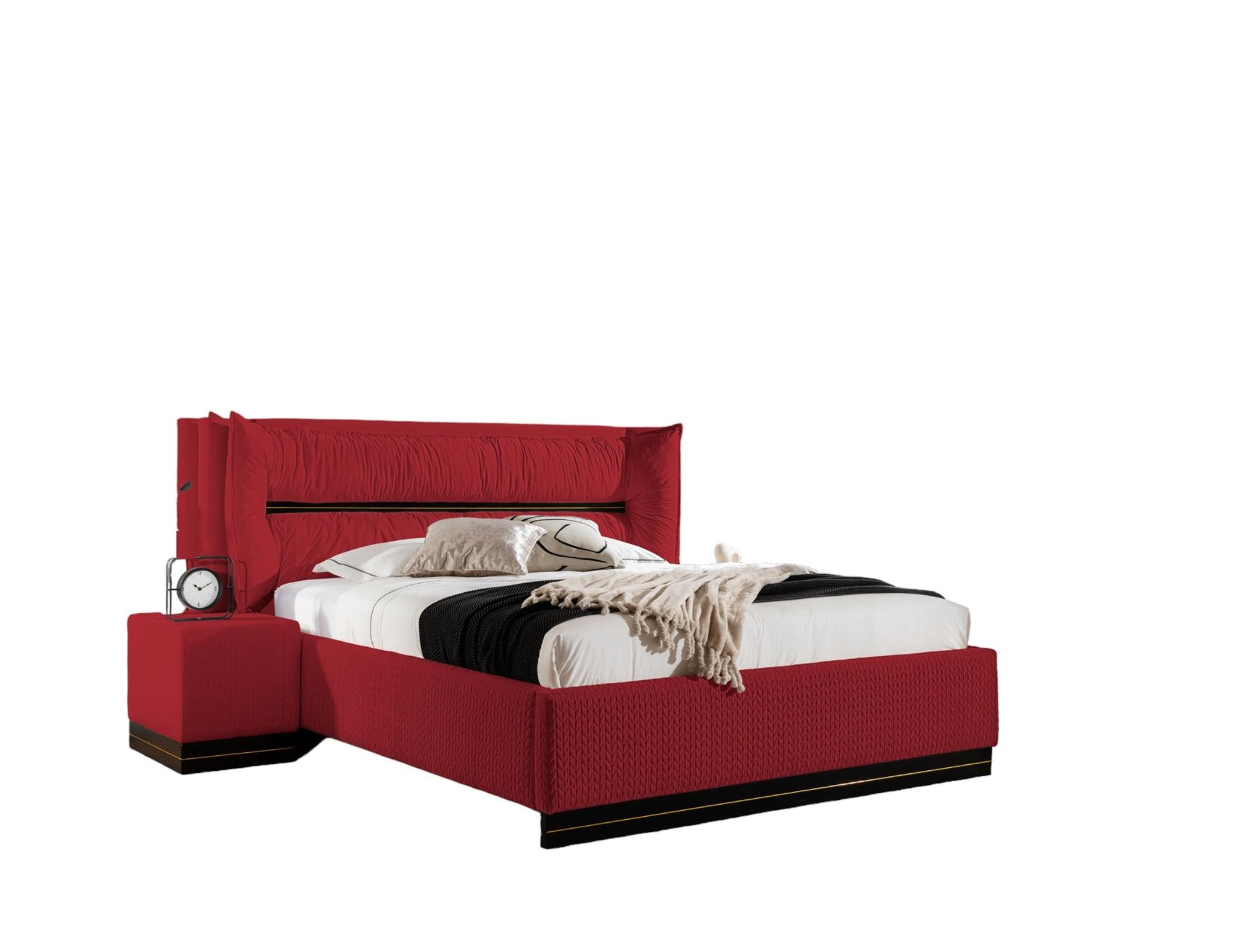 POLSTERBETT Hamilton Magic Velvet Set.4 - Rot, Holzwerkstoff/Textil (120/200cm) - Fun Möbel