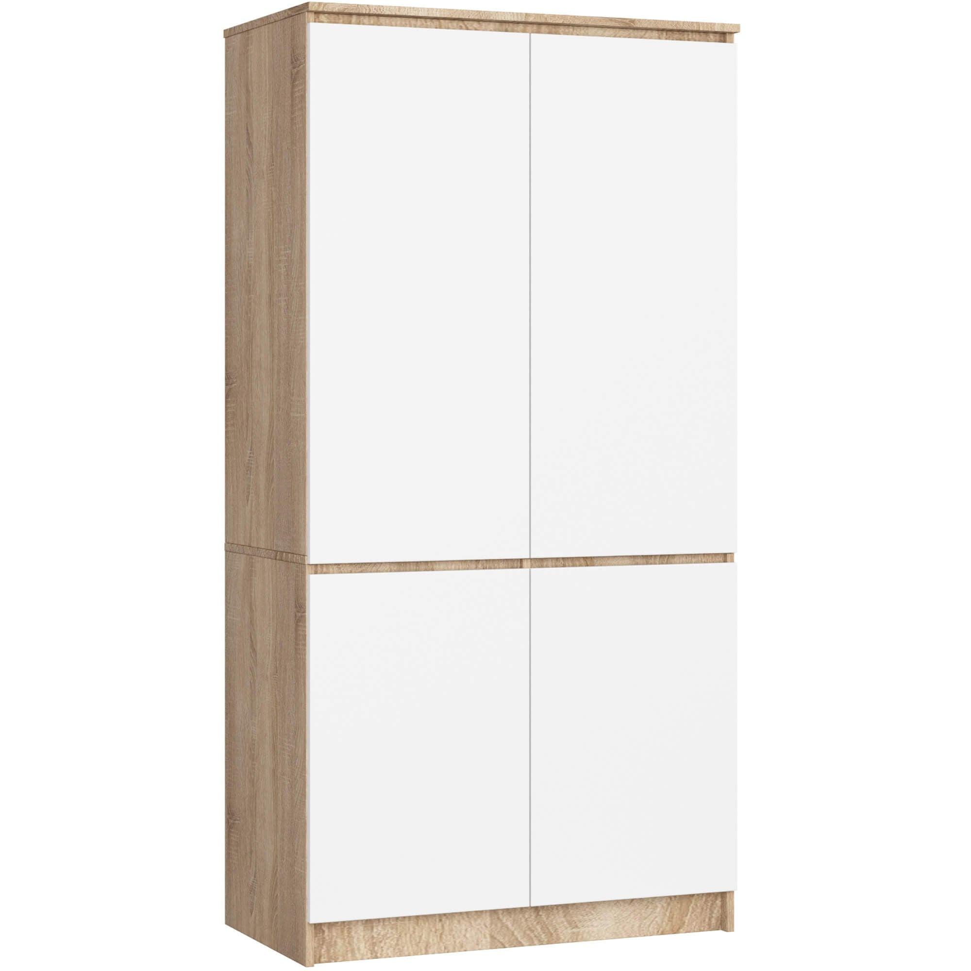 KLEIDERSCHRANK Eiche Sonoma, Weiß 180/90/51 - Weiß, Holzwerkstoff (90/180/51cm) - RAUMHIRSCH FURNITURE