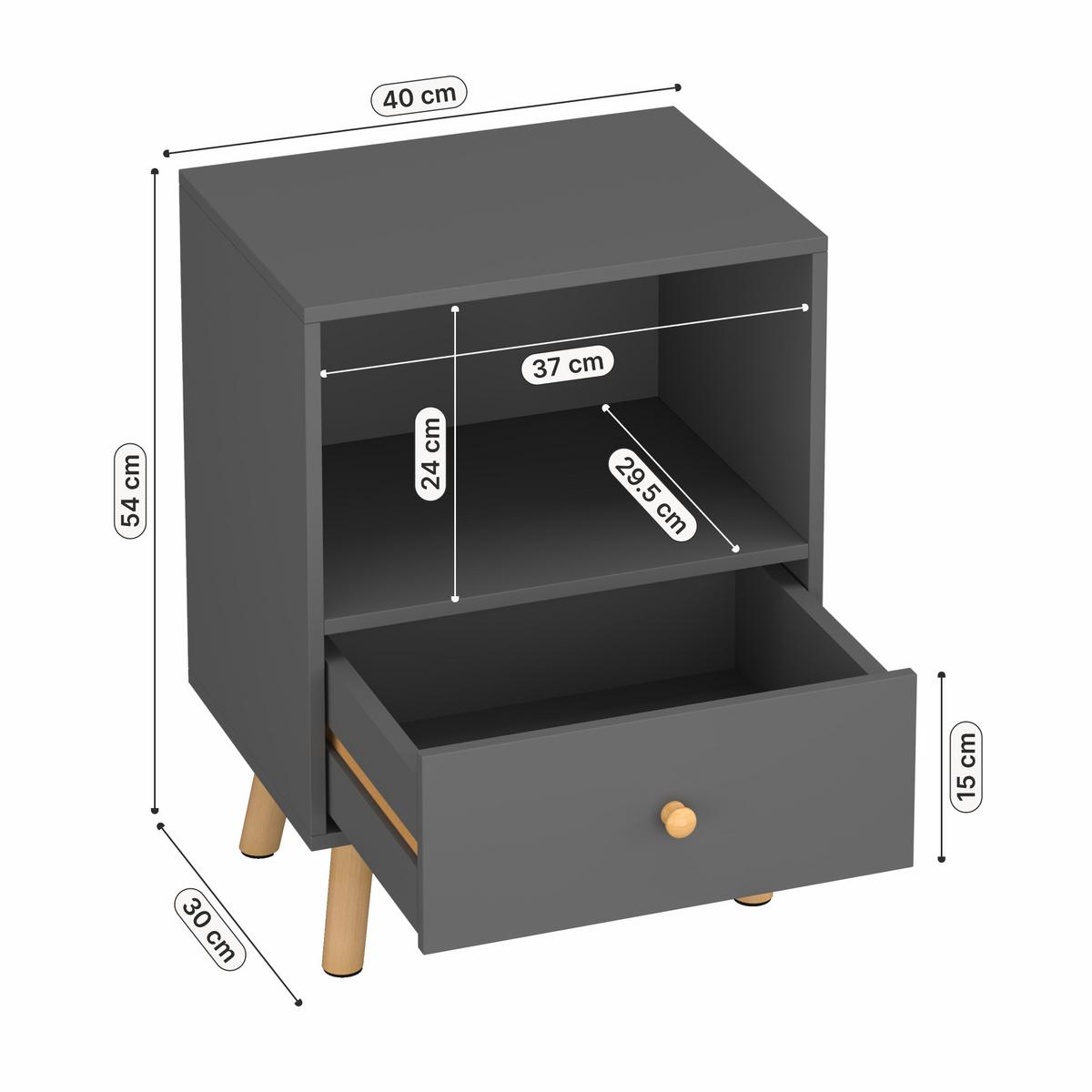 BEISTELLTISCH Sundsvall - Dunkelgrau/Naturfarben, Holz/Holzwerkstoff (30/40/54cm) - [en.casa]