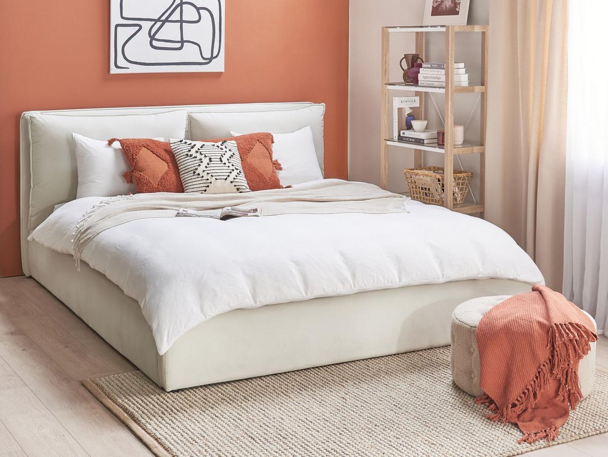 BETT 180/200cm Cremeweiß Bajonna - Creme, Textil (180/200cm) - Beliani