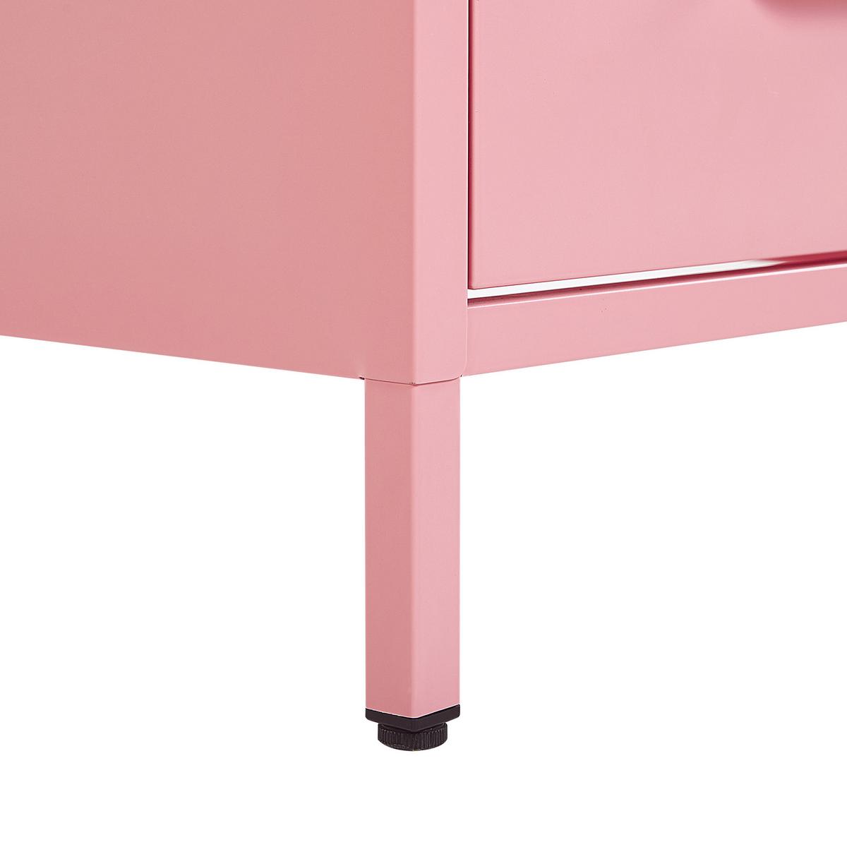 NACHTTISCH Stahl rosa matt 2 Schubladen Malavi - Pink, Metall (43/55/40cm) - Beliani