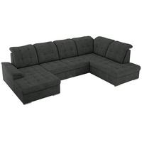 WOHNLANDSCHAFT MADRITO U - Dunkelgrau Struktur - Rechts - Dunkelgrau/Silberfarben, Textil/Metall (323/89/204cm) - MKS