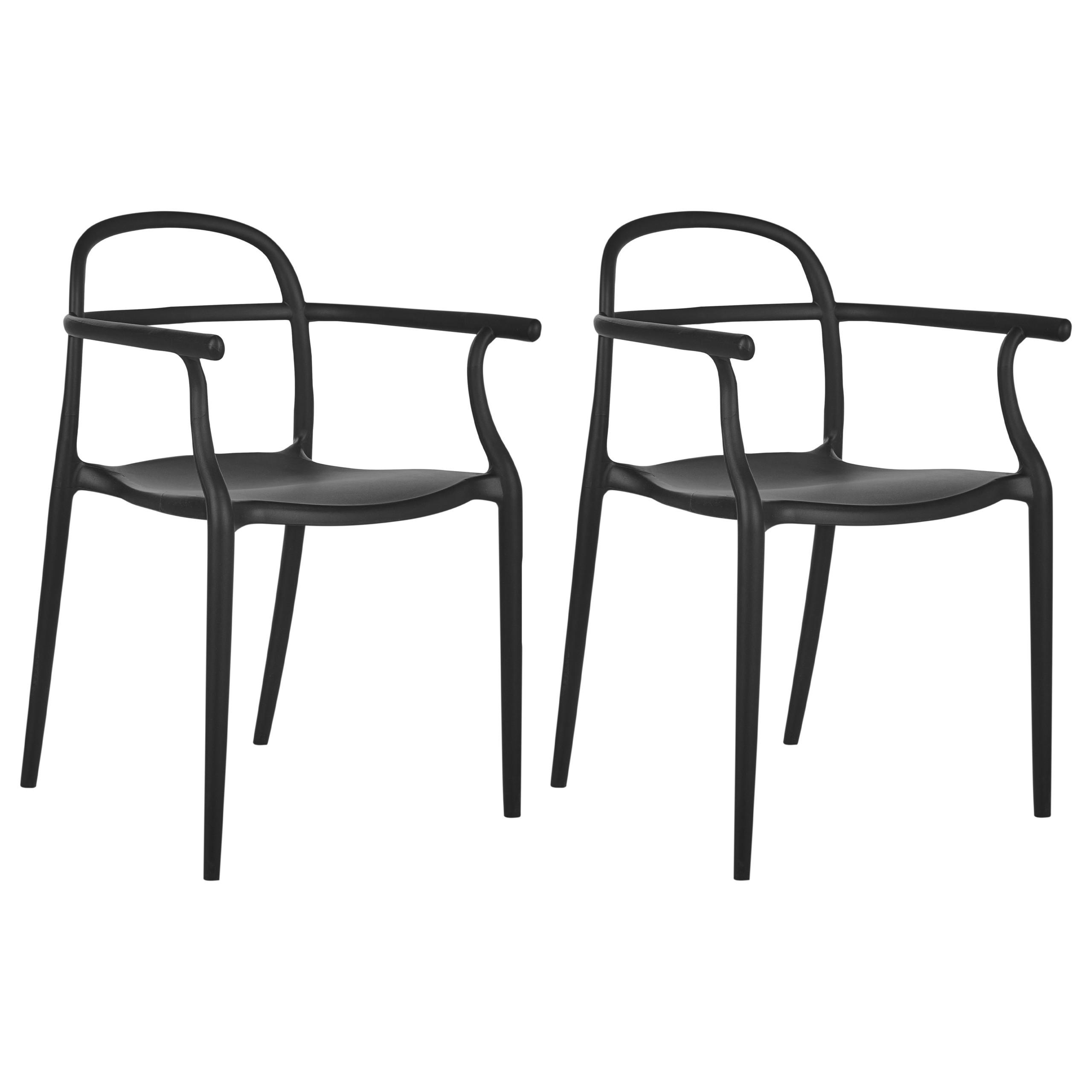 GARTENSTUHL 2er-Set Schwarz Vidor - Schwarz, Kunststoff (53/81/51cm) - Beliani