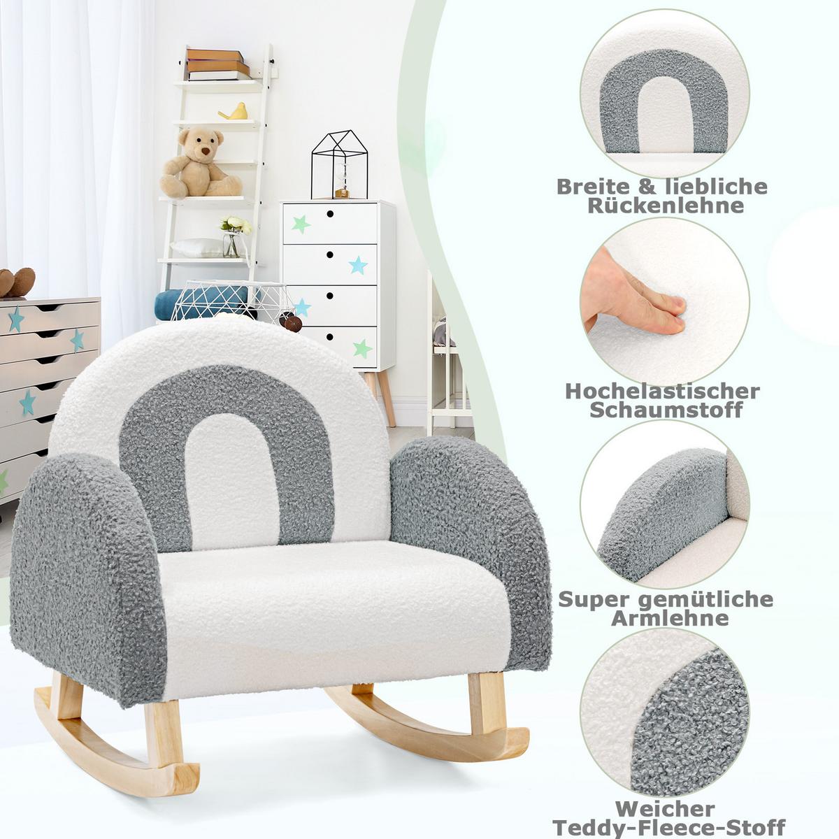 KINDERSOFA 51cm Grau - Grau, Holz (51/51/50cm) - COSTWAY