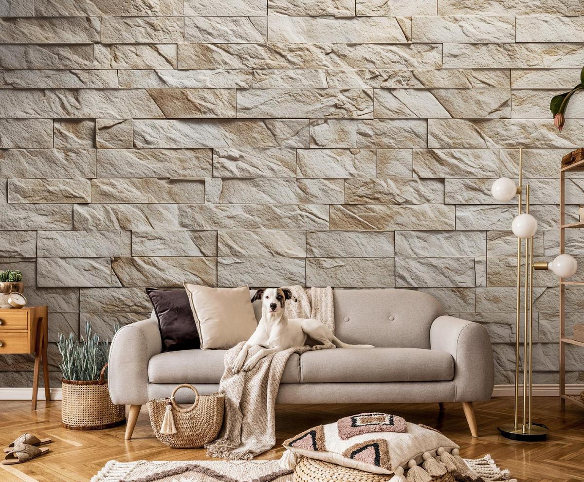 FOTOTAPETE Ziegel Wand Beige 300x210 cm - Multicolor, Papier (300/210cm) - Wallarena