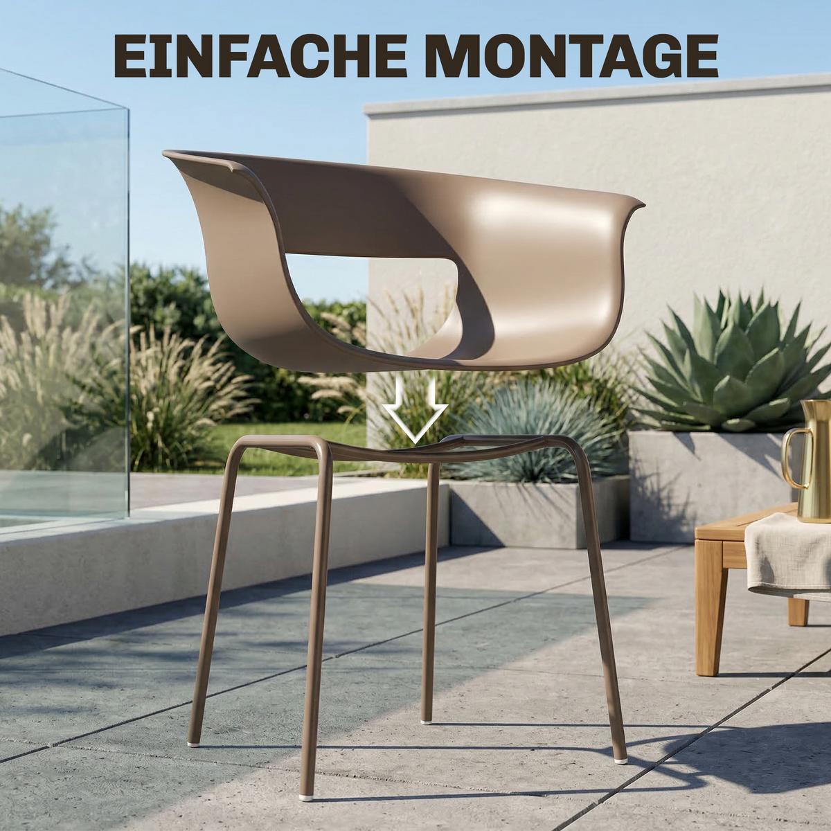 GARTENSTÜHLE 4er Set Metall Kunststoff Kaffee - Braun, Kunststoff/Metall (51/74/61cm) - Outsunny
