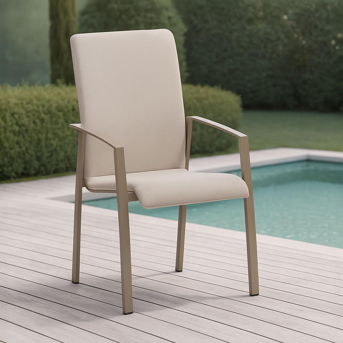 GARTENSTUHL VERANO 6ER-SET - Champagner, Textil (57/94/63cm) - IDIMEX