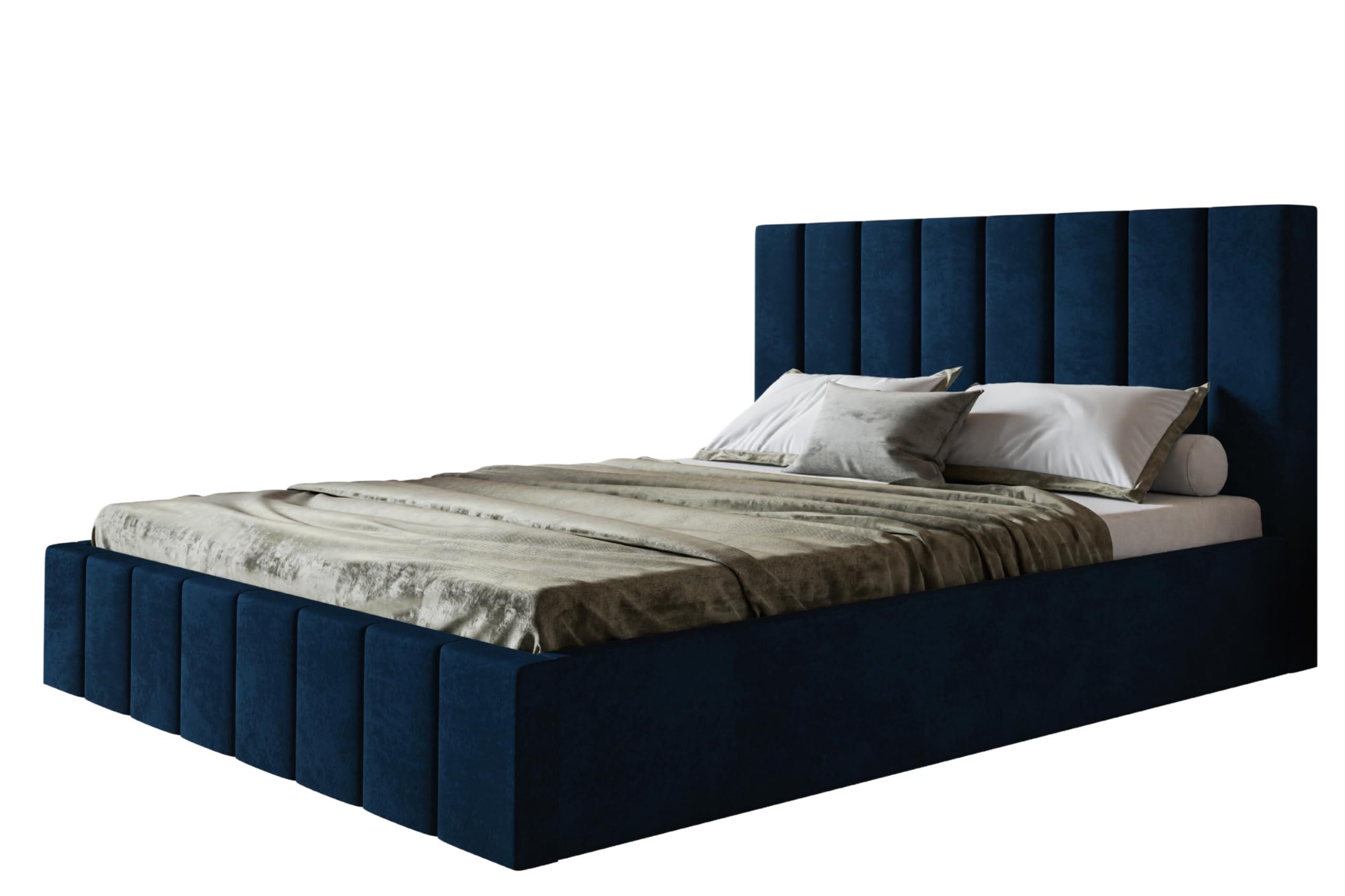 BETT 200x200 - Polsterbett mit Bettkasten und Metallrahmen - Modern Betten - Glatter Kronos-Stoff- Kollektion Toledo - Grün - Grün, Holz/Textil (200/200cm) - Alpi-Möbel