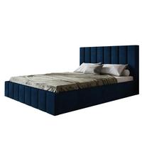 BETT 140x200 - Polsterbett mit Bettkasten und Holzrahmen - Modern Betten - Glatter Kronos-Stoff- Kollektion Toledo - Blau - Blau, Holz/Textil (140/200cm) - Alpi-Möbel