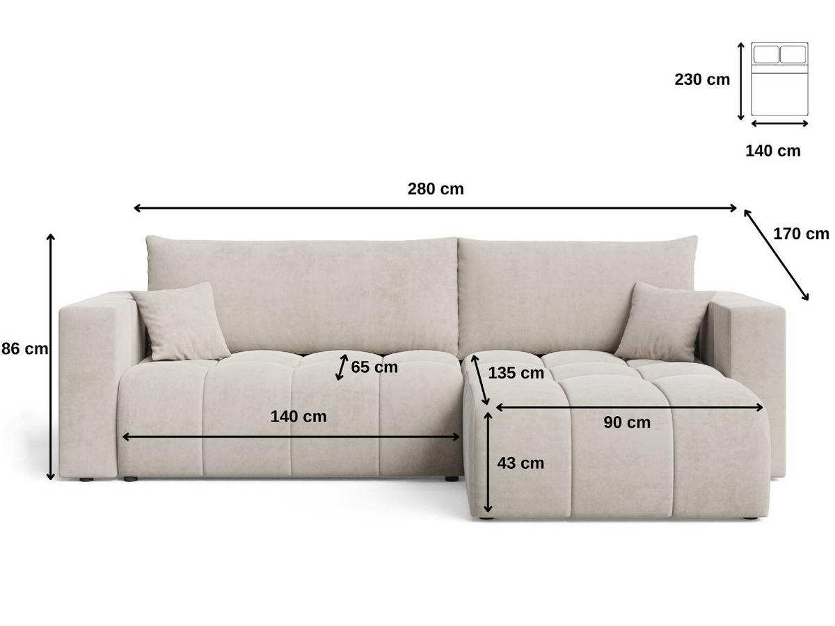 ECKSOFA Neva Beige - Beige, Holz/Textil (280/170cm) - Graingold