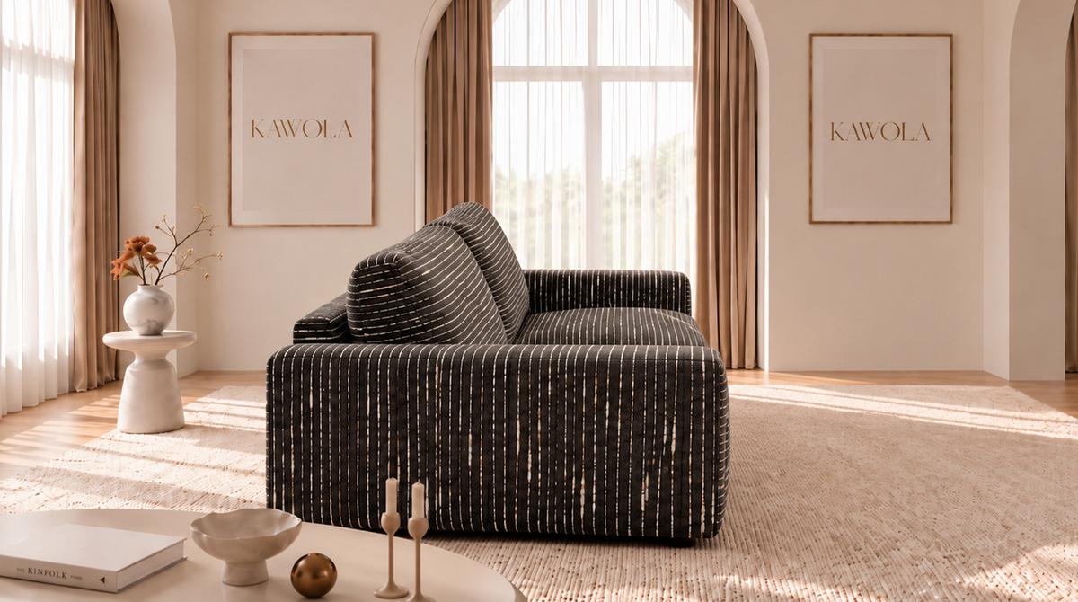 SOFA MARLIN Braun Flachgewebe - Schwarz/Braun, Kunststoff/Textil (262/80/100cm) - KAWOLA