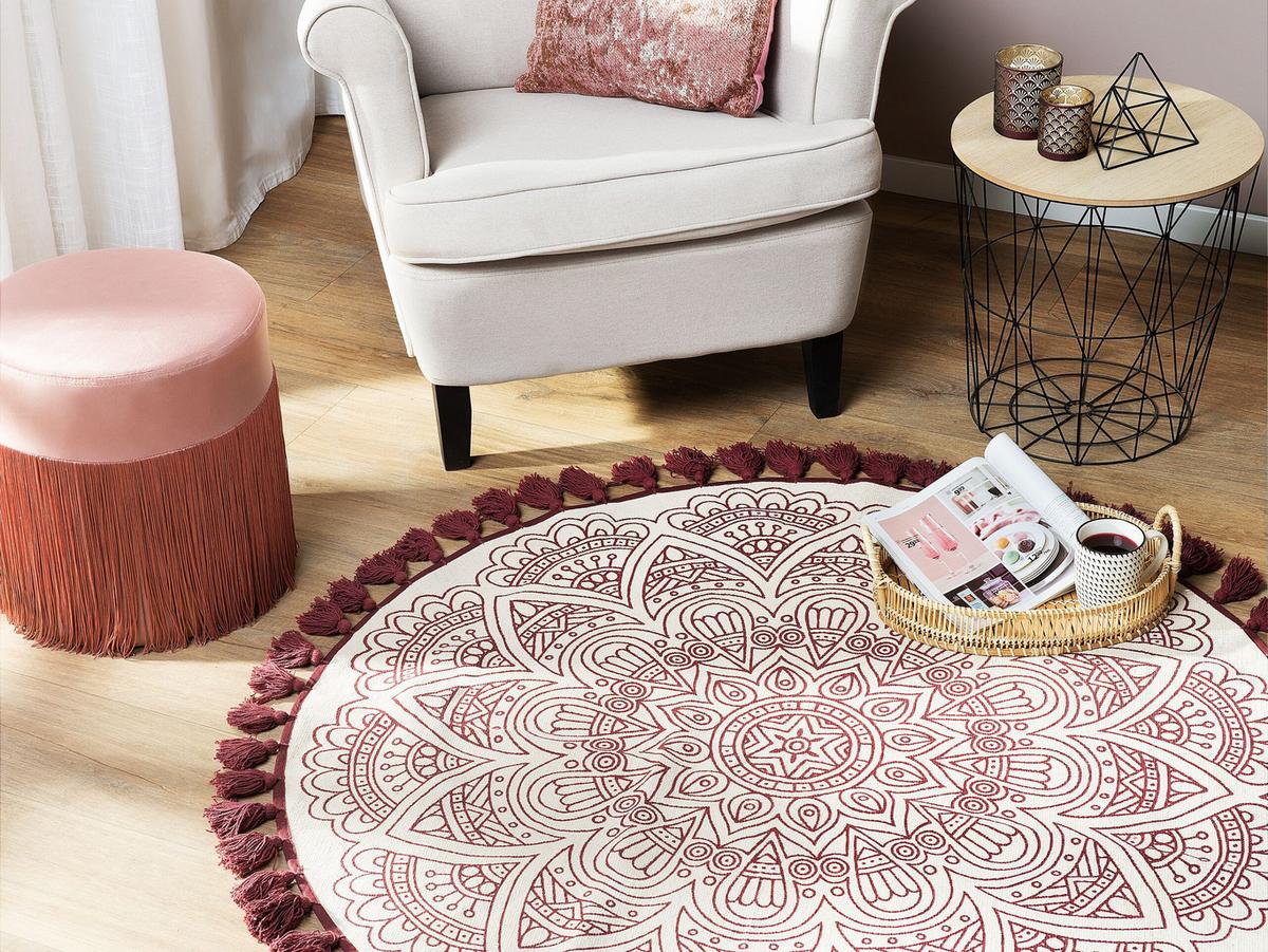 VINTAGE-TEPPICH Ayakli 120/120 cm - Rot, Textil (120/120cm) - Beliani