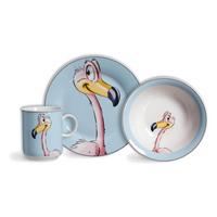 KINDERGESCHIRR Happy Zoo Flamingo 3-tlg. - Blau, Keramik (2/2/2cm) - Ritzenhoff Breker