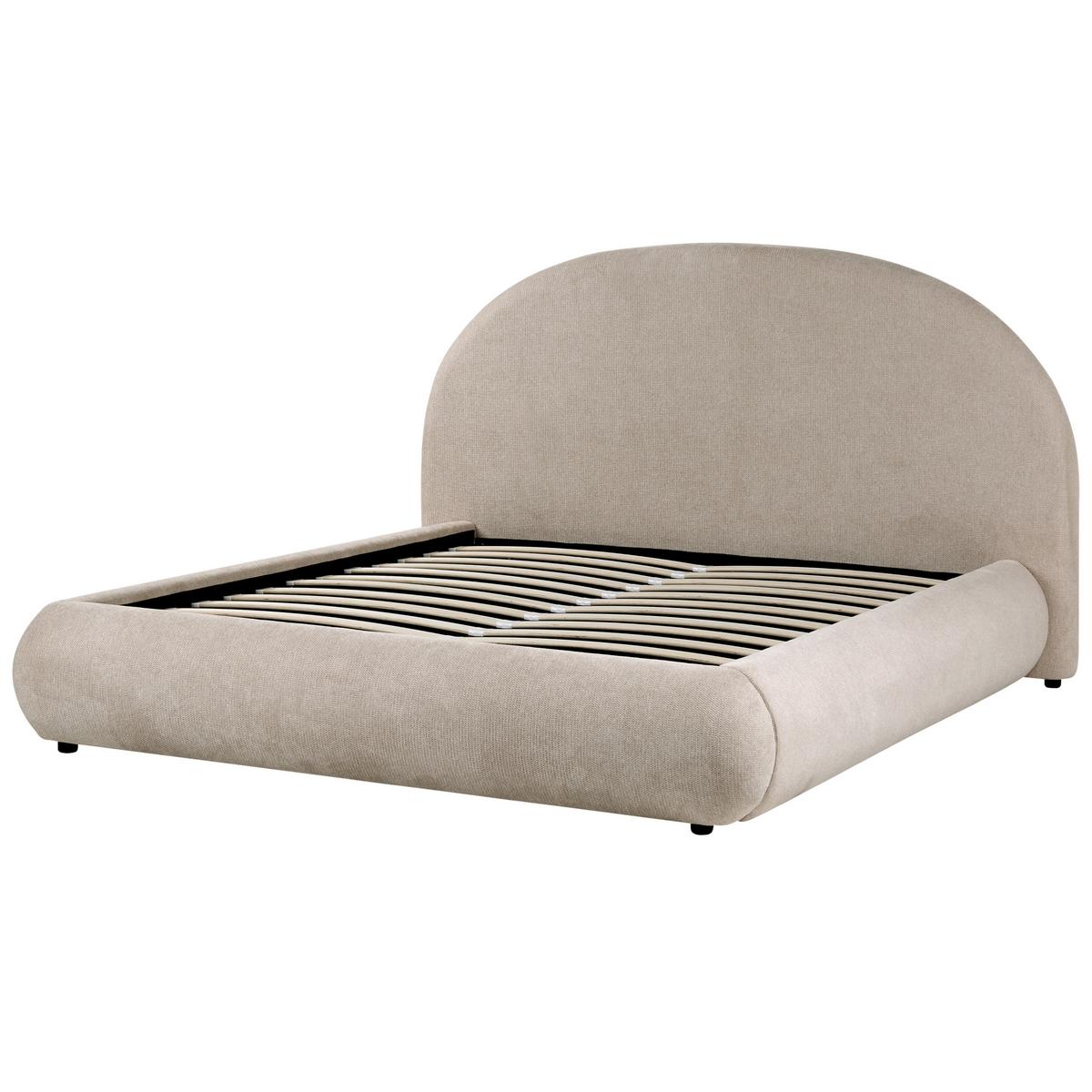 BETT mit Stauraum 160/200 cm Stoff Taupe Grasse - Taupe, Textil (160/200cm) - Beliani