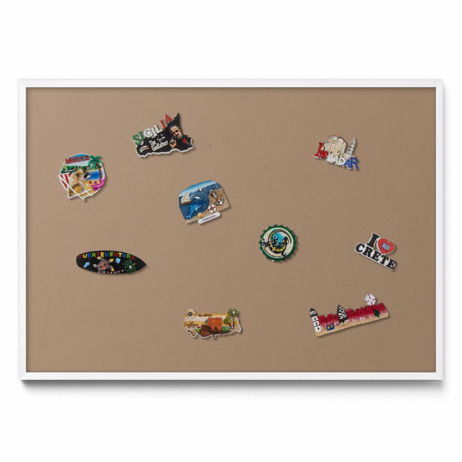 MAGNETTAFEL 100x70 cm Weißer Rahmen Hellbraun - Trüffeleichefarben, Metall (100/70/0.4cm) - TULUP