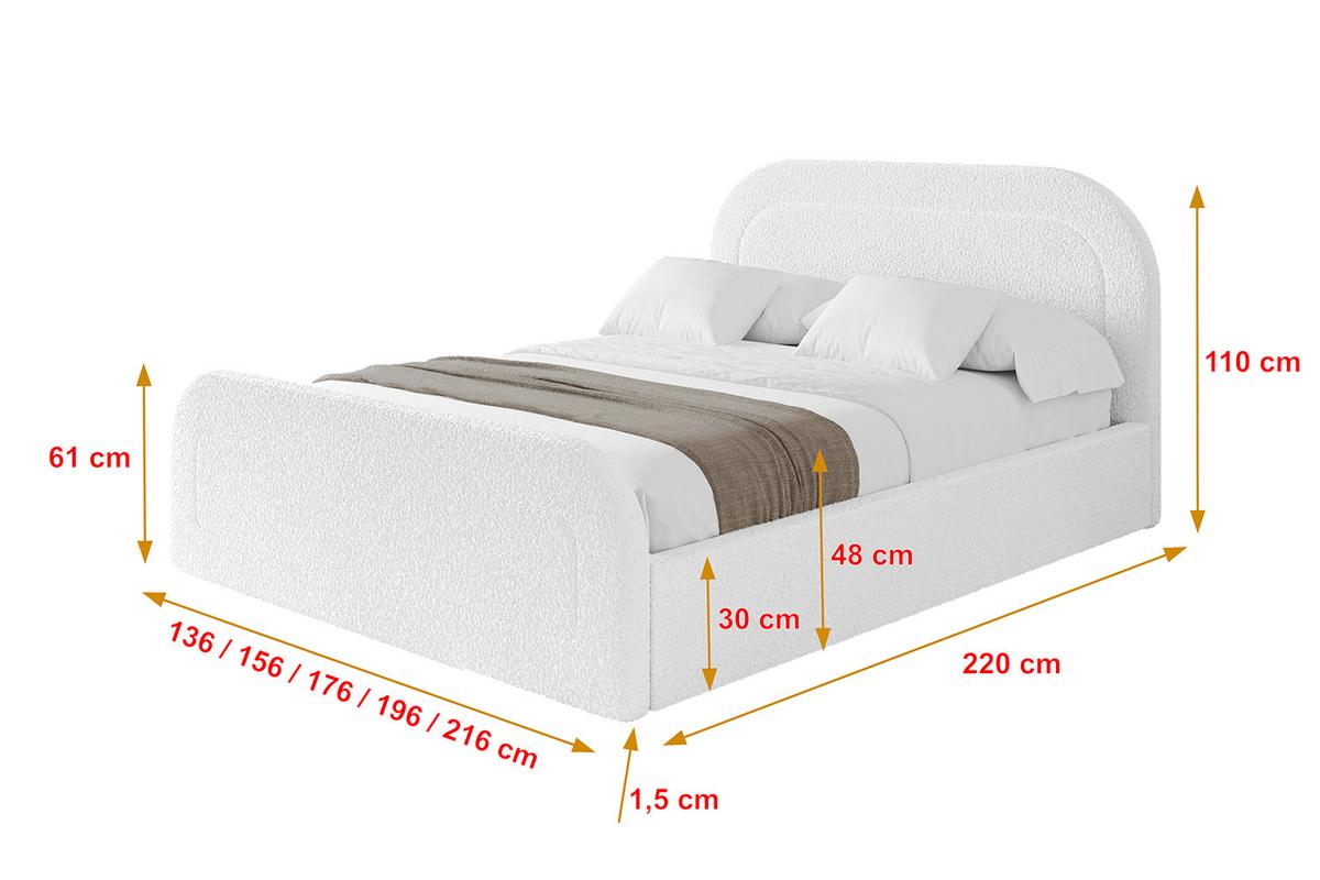 POLSTERBETT mit Bettkasten, Fußteil und Lattenrost, Boxbett ohne Matratze - LERAY-Z 120x200 Weiß - Weiß, Holzwerkstoff/Textil (120/200cm) - ALTDECOR