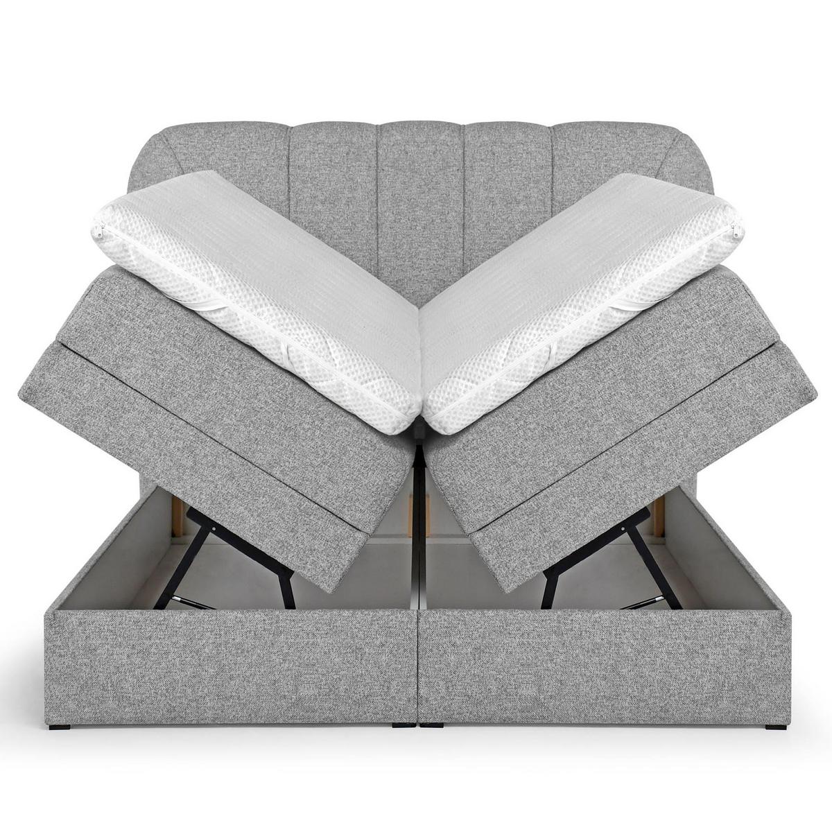 BOXSPRINGBETT Romeo mit elektrischer Matratzenverstellung, 160x200 cm, Grau - Grau, Textil (160/200cm) - Beautysofa