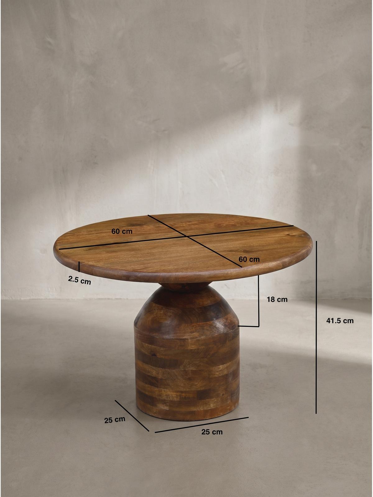 COUCHTISCH ATRANI, Mango Massivholz, Ø 60 x 41,5 cm - Braun, Mangoholz/Holz (60/60/41.5cm) - KADIMA DESIGN