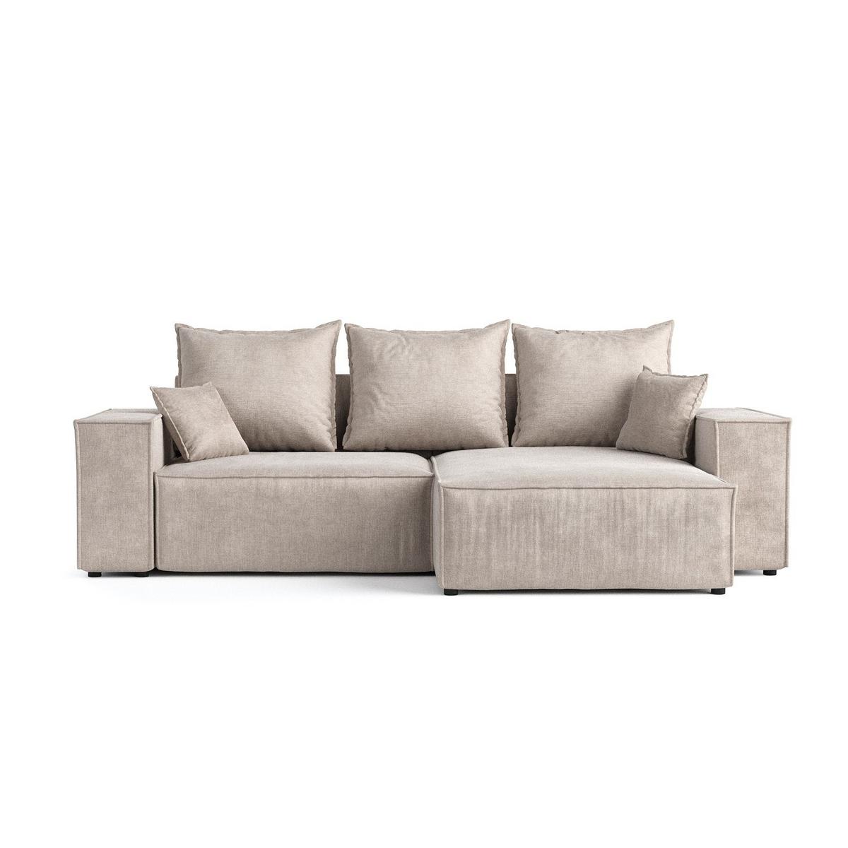 ECKSOFA SENSO mit Schlaffunktion Beige im Wind Stoff - Beige/Schwarz, Holz/Holzwerkstoff (255/148cm) - AltaBeds