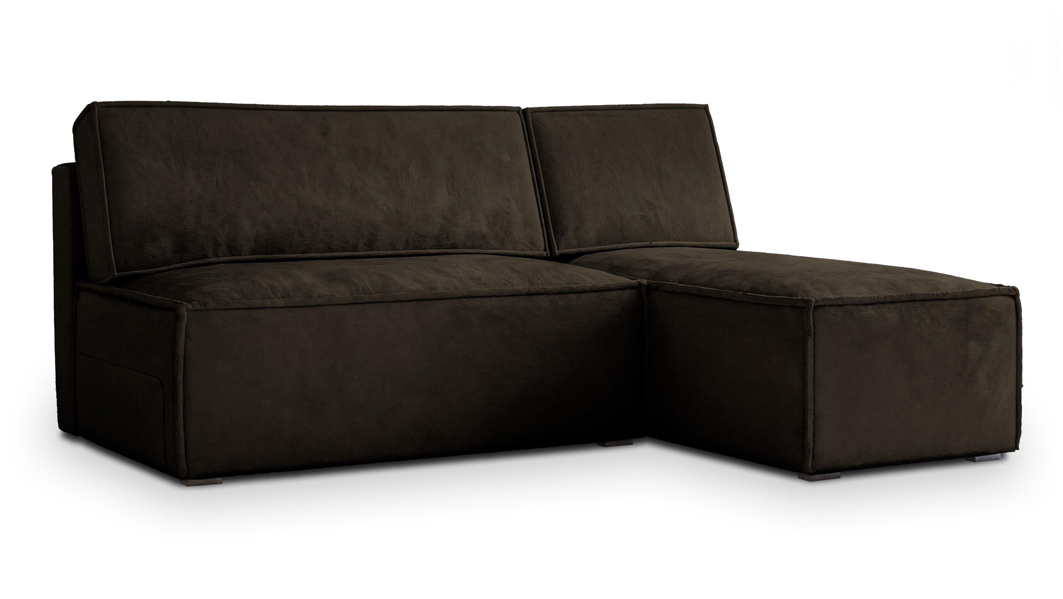 ECKSOFA BRISO M Braun Velours-Stoff mit Schlaffunktion - Braun/Grau, Holz/Kunststoff (200/140cm) - MASSENO