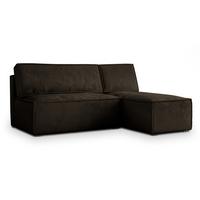 ECKSOFA BRISO M Braun Velours-Stoff mit Schlaffunktion - Braun/Grau, Holz/Kunststoff (200/140cm) - MASSENO