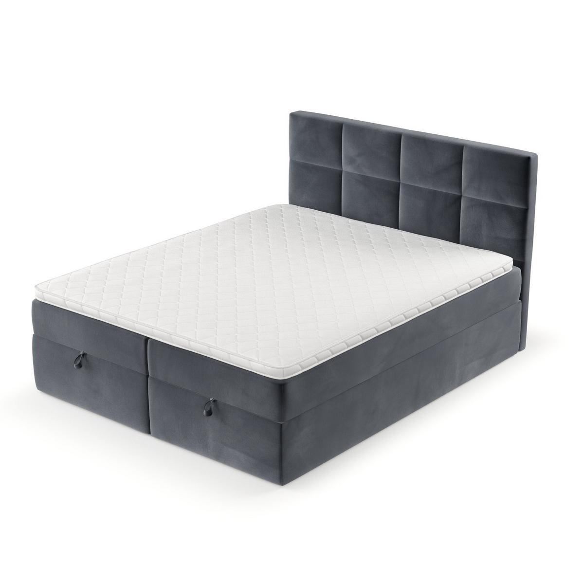 BOXBETT Velto 200/200 cm Dunkelgrau im Kronos Stoff - Dunkelgrau/Schwarz, Holz/Holzwerkstoff (200/200cm) - AltaBeds
