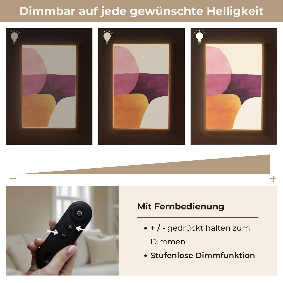 WANDLEUCHTE MIT AKKU Formen - Abstrakt - Farbenfroh 70x100 cm - Rosa, Holzwerkstoff (70/100/8cm) - OnlyWow