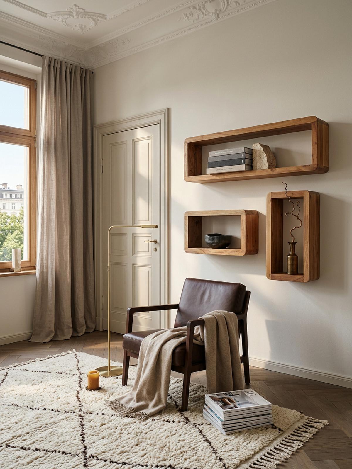 WANDREGAL Set TEKO CUBES Massivholz Abgerundete Ecken, Beige 80x15x20 cm - Beige, Holz (80/20/15cm) - KADIMA DESIGN