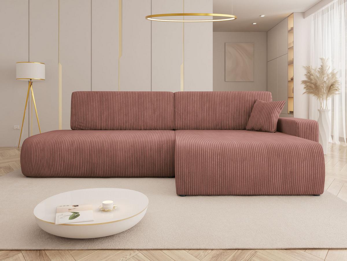 ECKSOFA Piano O Cord - Schwarz/Rosa, Holz/Kunststoff (262/145cm) - MIRJAN24