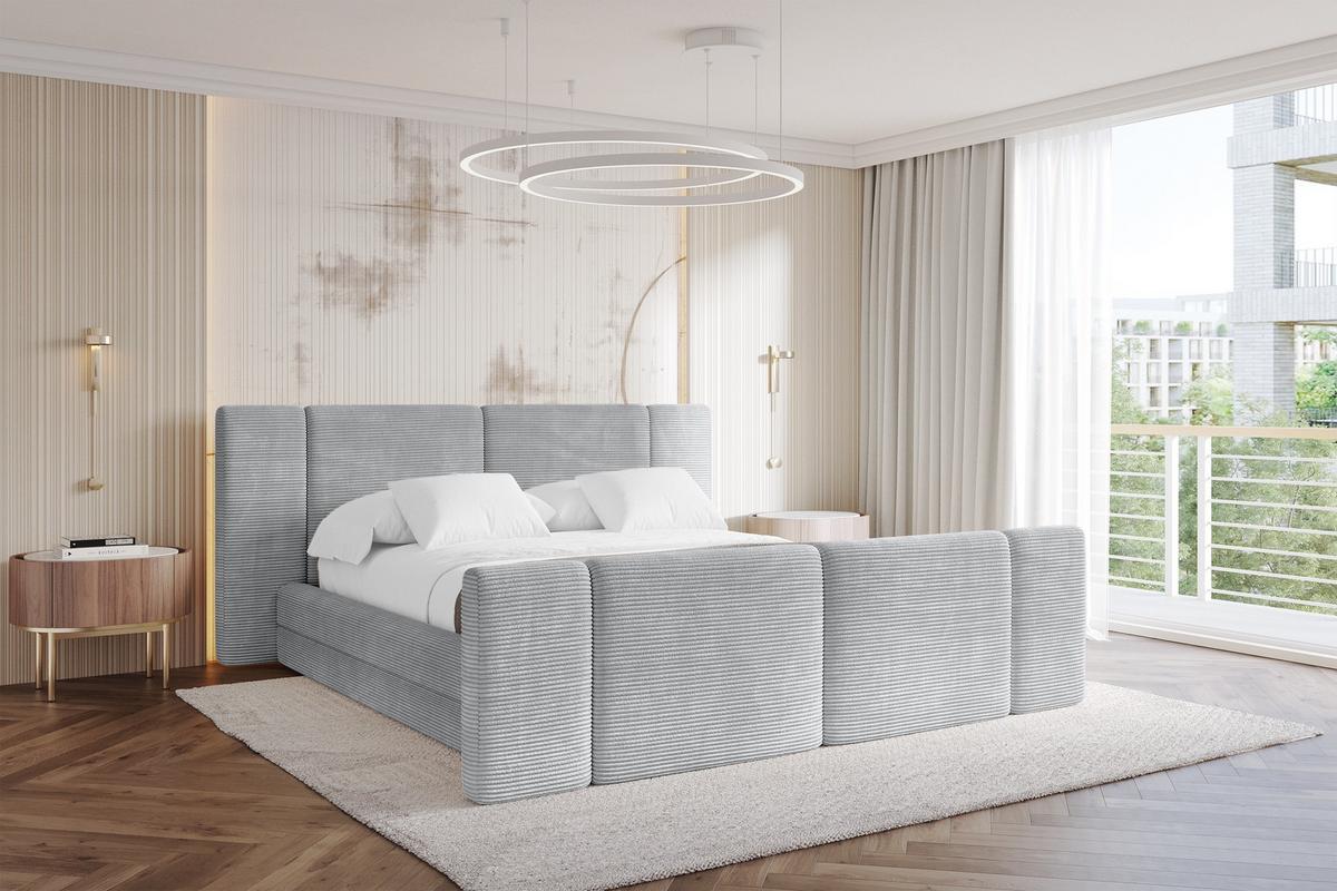 POLSTERBETT mit Bettkasten, Fußteil und Lattenrost, Bett mit Matratze H3/H4 - TEVO-Z 140x200 Grau - Anthrazit, Holzwerkstoff/Textil (140/200cm) - ALTDECOR