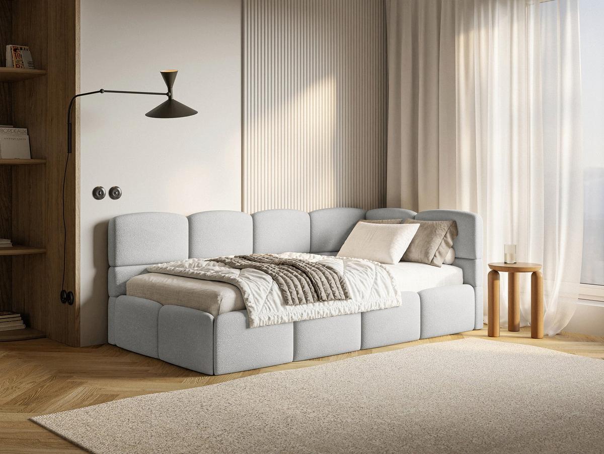 JUGENDBETT Cloudy Hellgrau 120 cm, Chenille - Hellgrau/Schwarz, Kunststoff/Textil (120/200cm) - Selsey