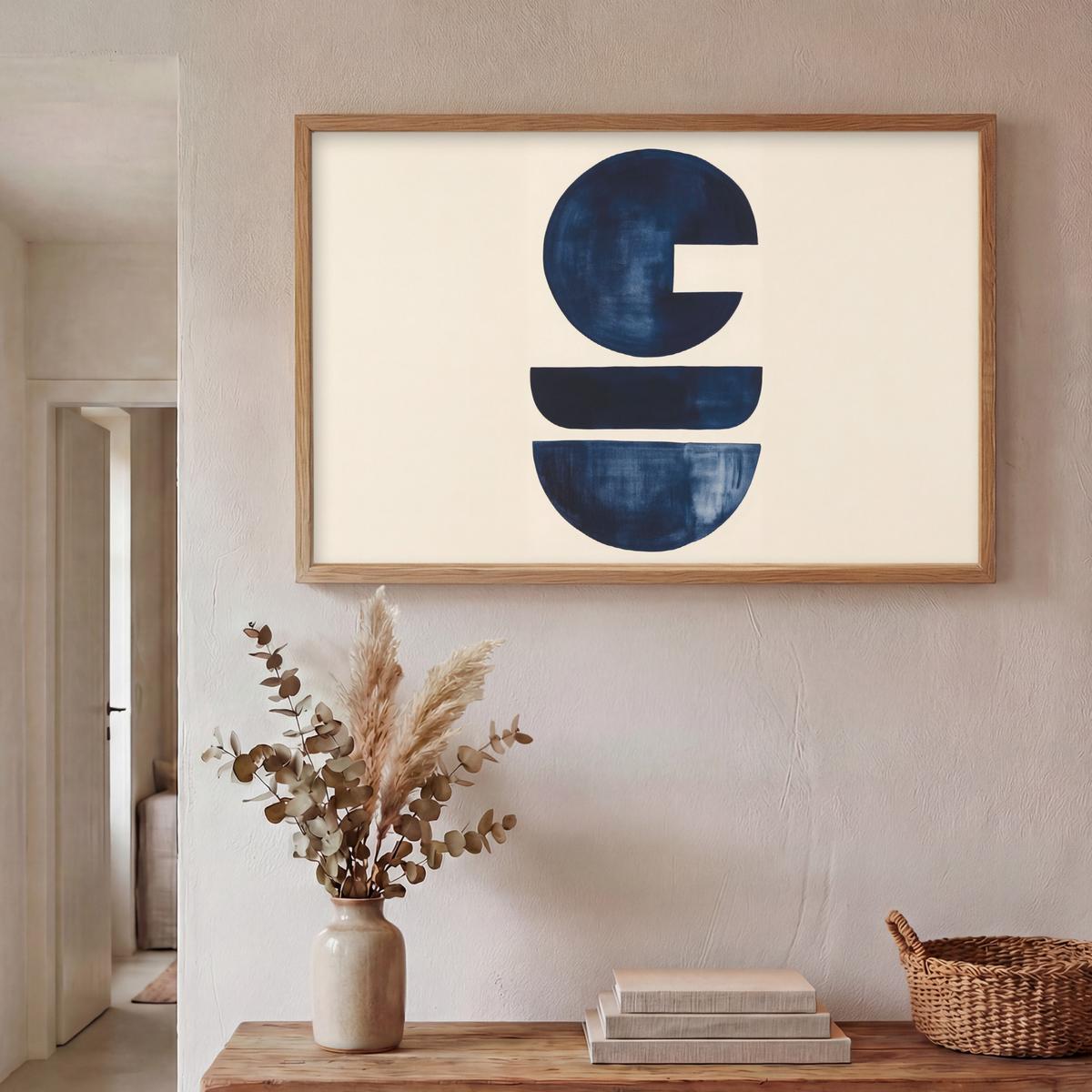 WANDLEUCHTE MIT AKKU Formen - Blau - Abstrakt 100x70 cm - Dunkelblau, Holzwerkstoff (100/70/8cm) - OnlyWow